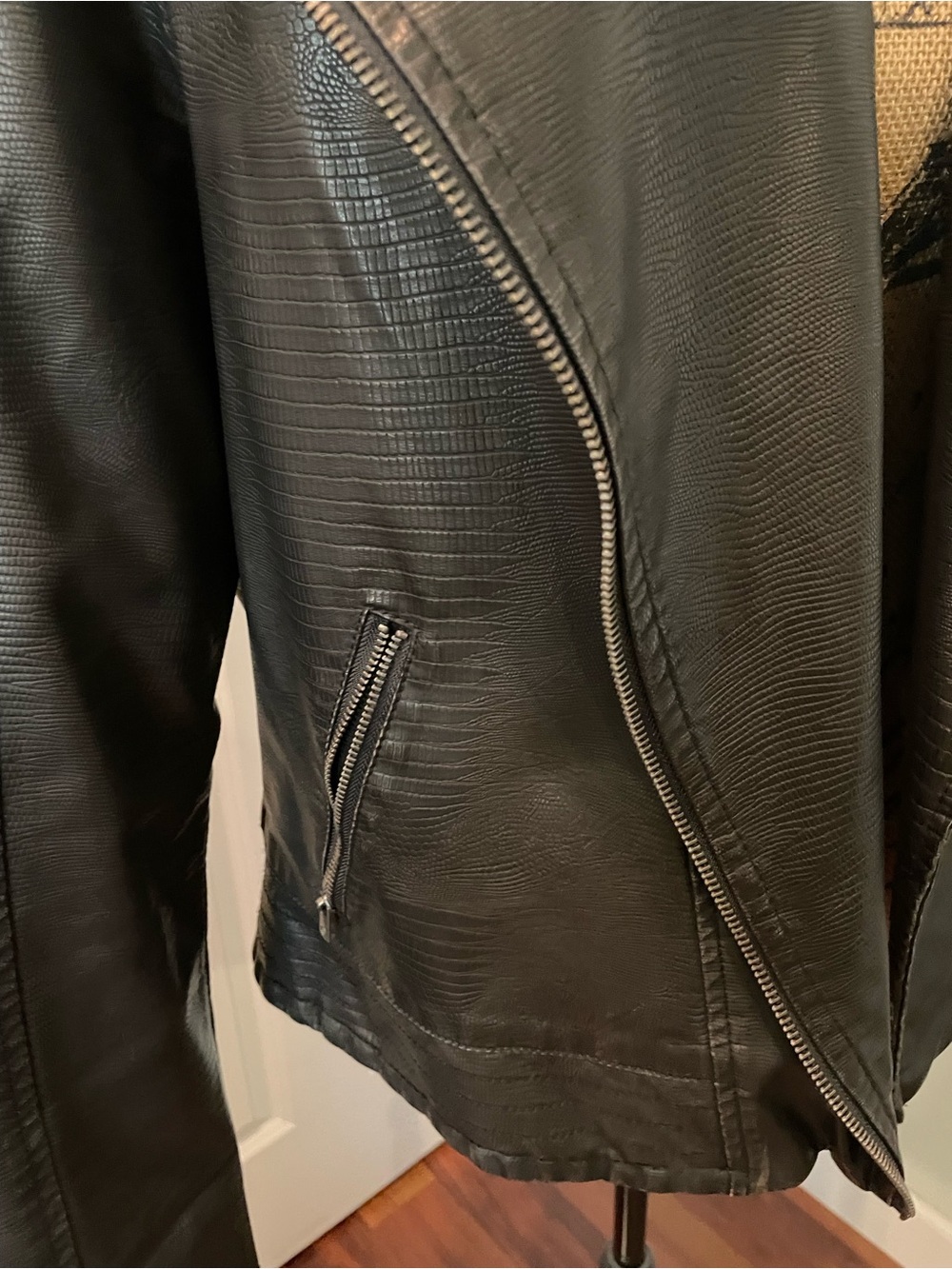 G by Giuliana Black Faux Leather Asymmetrical Jacket - Picture 7 of 8